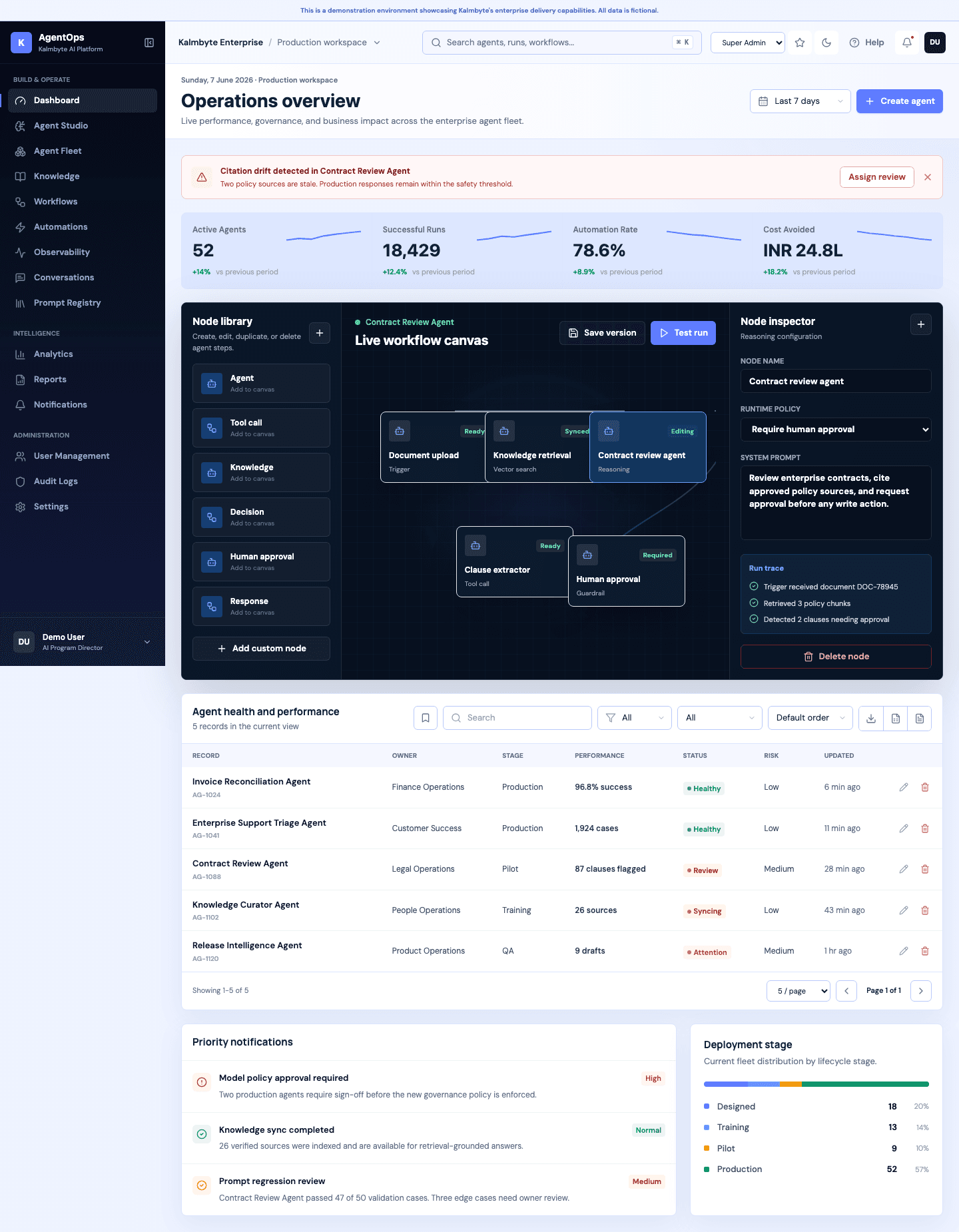 AI Agent Platform dashboard preview